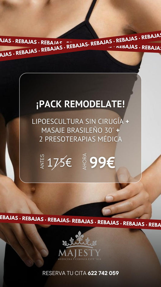 Pack Remodelante | Lipoescultura sin cirugía + Masaje Brasileño + Presoterapia Médica